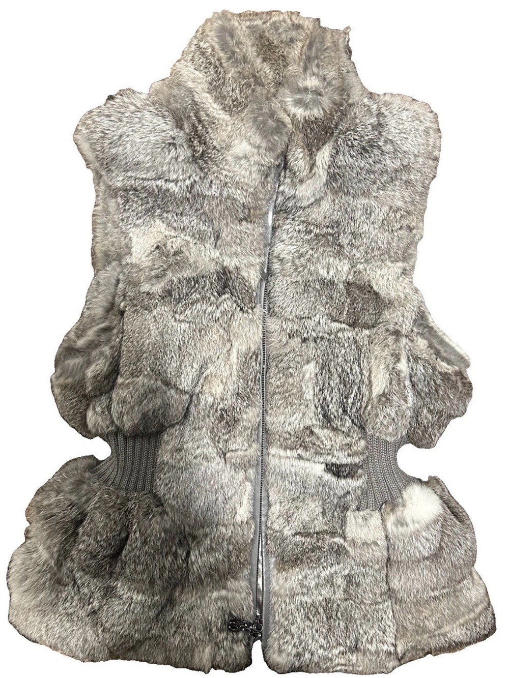 Luxury Women's 100% Rabbit Fur Vest - Gray